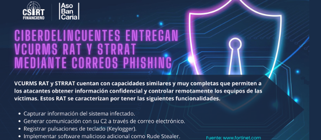 CIBERDELINCUENTES ENTREGAN VCURMS RAT Y STRRAT MEDIANTE CORREOS PHISHING